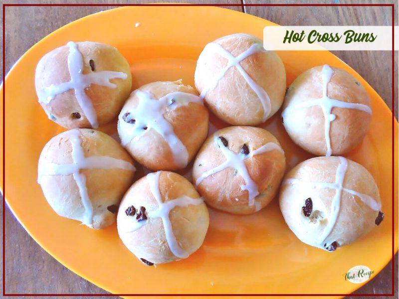 hot cross buns on a plate