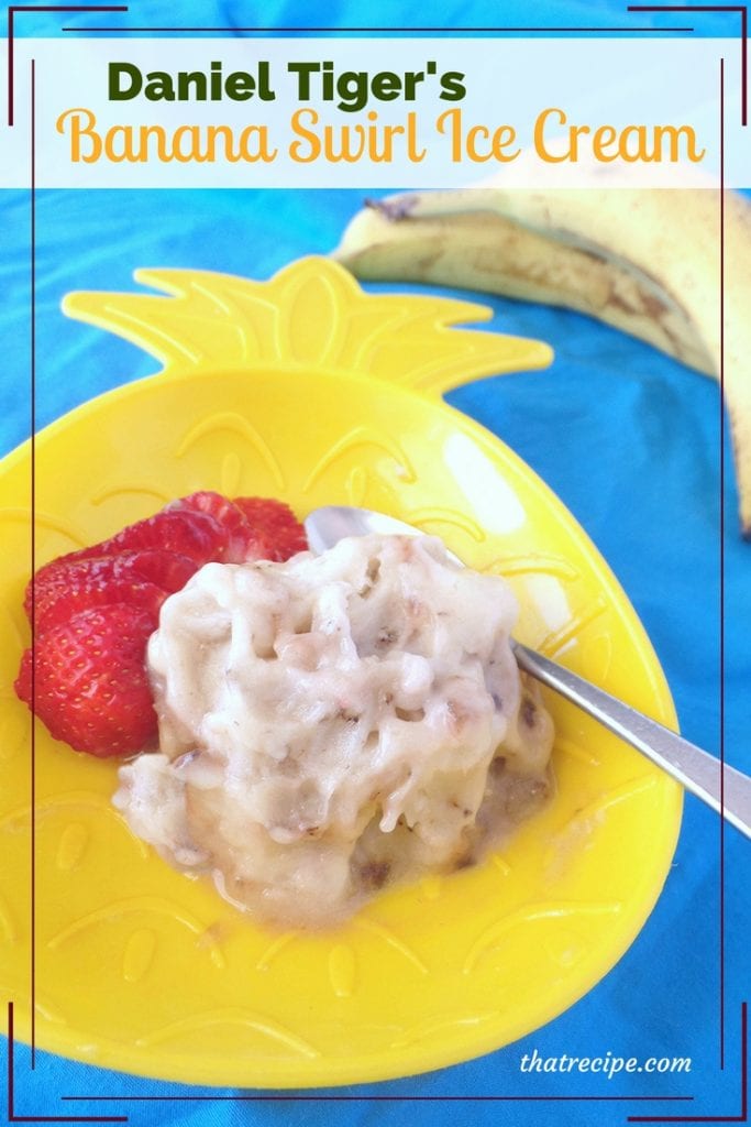 Banana Swirl Ice Cream from Daniel Tiger's Neighborhood: Freeze your overripe bananas to make this simple and healthy frozen treat. #bananaicecream #nondairyicecream #healthyicecream