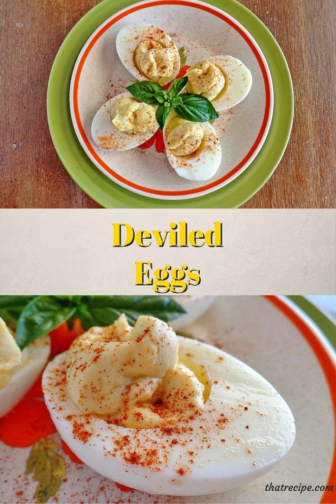 Basic Deviled Eggs recipe with plenty of variations (tarragon, basil, wasabi, hot sauce, mustard, horseradish).