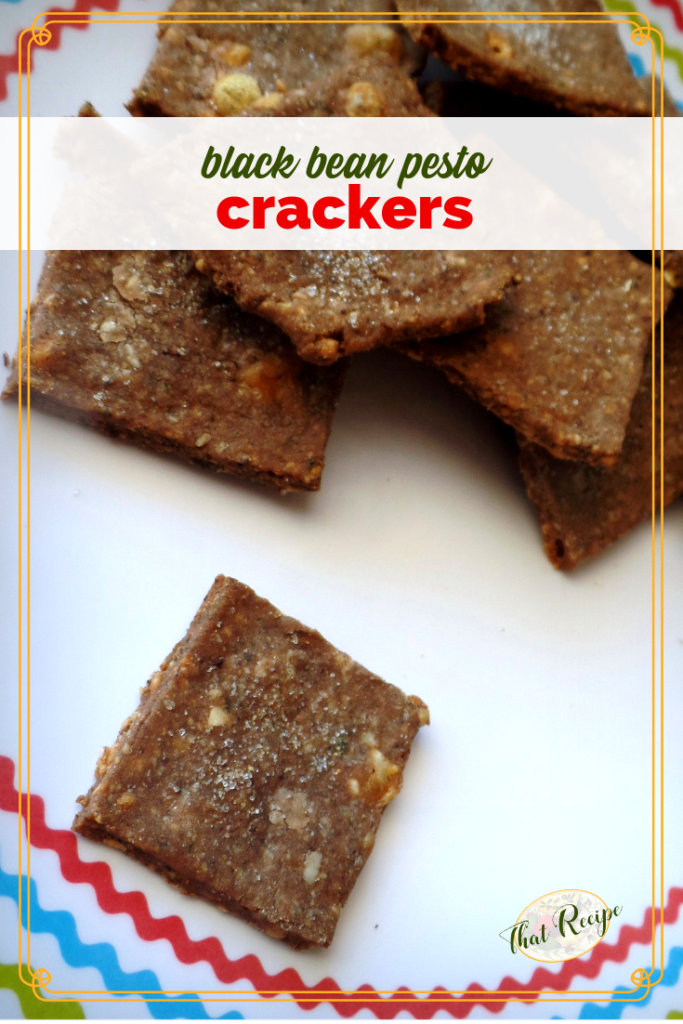 Black Bean Pesto Crackers are a deliciously healthy snack loaded with flavor and fiber. #healthysnack #homemadecrackers