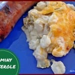 Hominy Casserole - simple and quick southwestern side dish with of hominy, chilies and cheese. Great for pot lucks and barbecues.