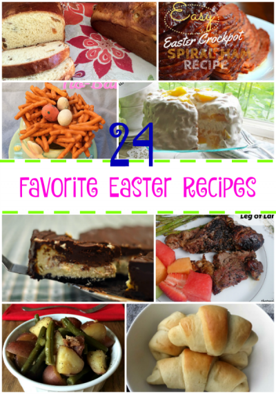 24 Easter Recipes Round Up - recipes for Easter Sunday including breakfast, breads, desserts, side dishes, ham, lamb.