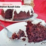 Gifts in a Jar: Red Velvet Bundt Cake. Chocolate Cake made with beets and buttermilk topped with cream cheese glaze. No food coloring.
