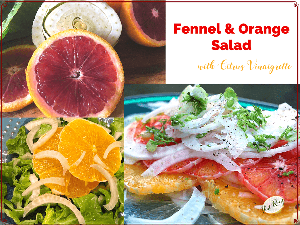 collage of fennel and orange salad