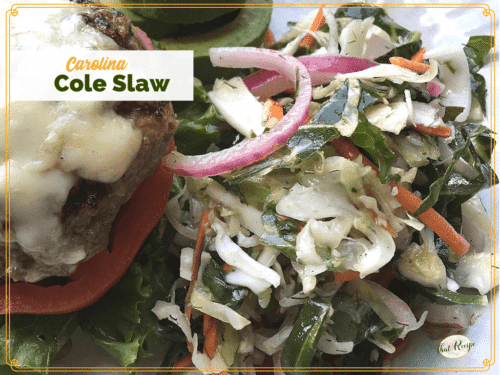 Cole slaw and burger on a plate