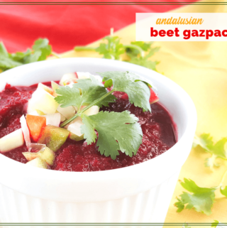 bowl of beet gazpacho