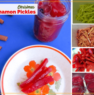 stages of making cinnamon red hot pickles
