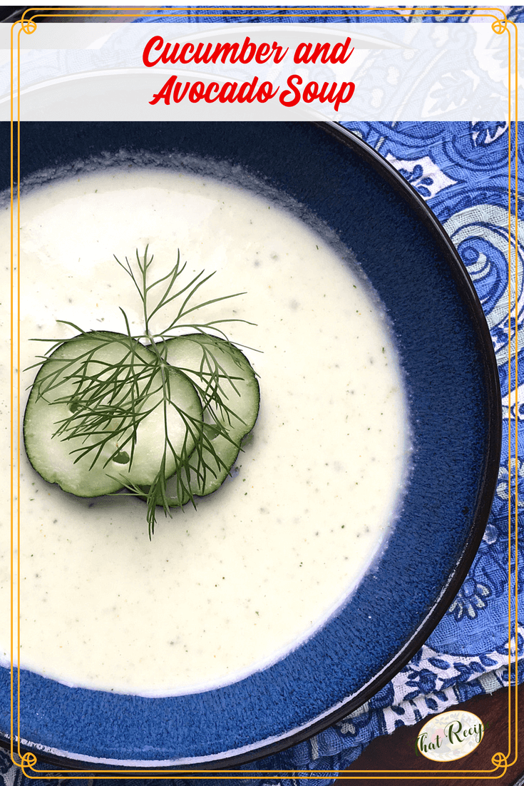 This creamy Cucumber and Avocado Soup is a great cold soup for those hot summer nights when no one feels like cooking. #summersoup #coldsoup #cucumberrecipe