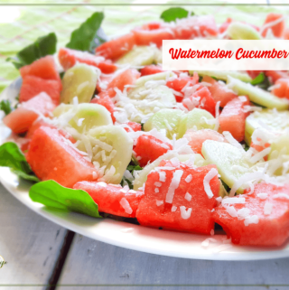 tropical watermelon cucumber salad on a plate