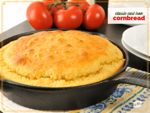 cornbread in a cast iron skillet