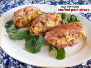 stuffed pork chops on a serving plate