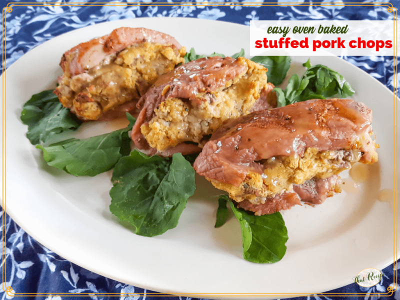 Easy Oven Baked Stuffed Pork Chops With Pan Gravy