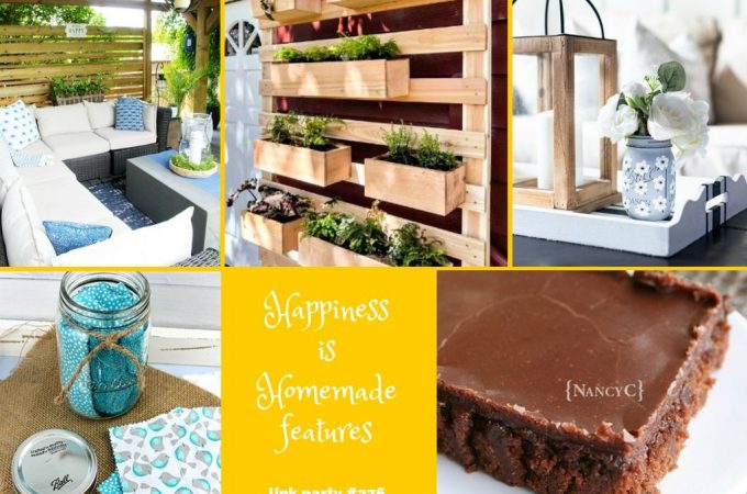 collage of features for Happiness is Homemade Link Party