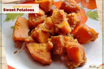 Simple Candied Sweet Potato recipe with brown sugar, cinnamon, nutmeg and ginger.