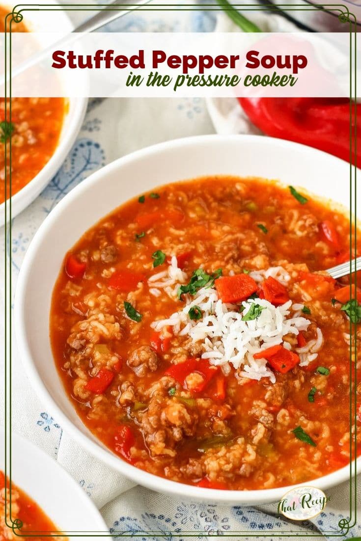 Pressure Cooker Stuffed Pepper Soup Spice up Cold Nights
