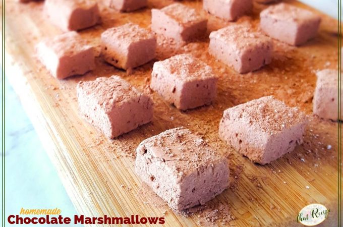 chocolate marshmallows on a cutting board
