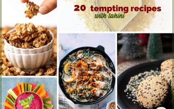 collage of tahini recipes