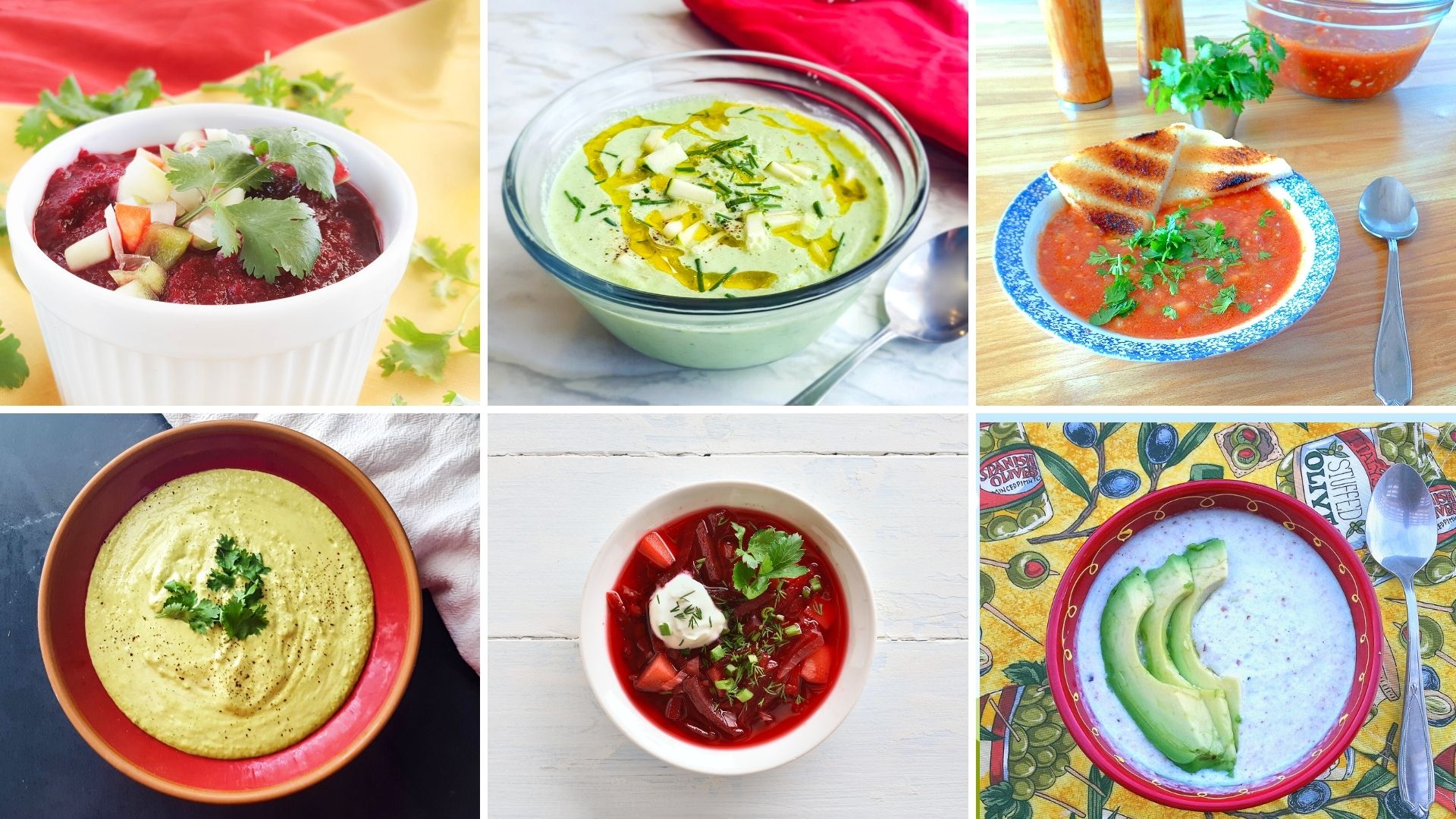 collage of summer soups