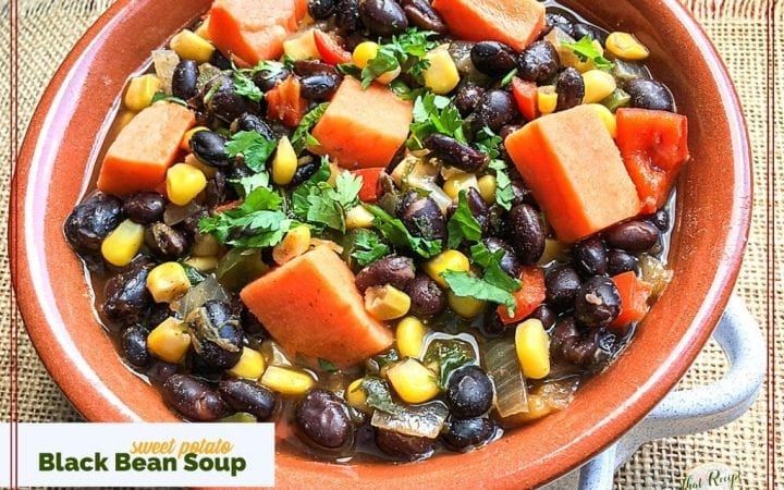 bowl of black bean and sweet potato soup