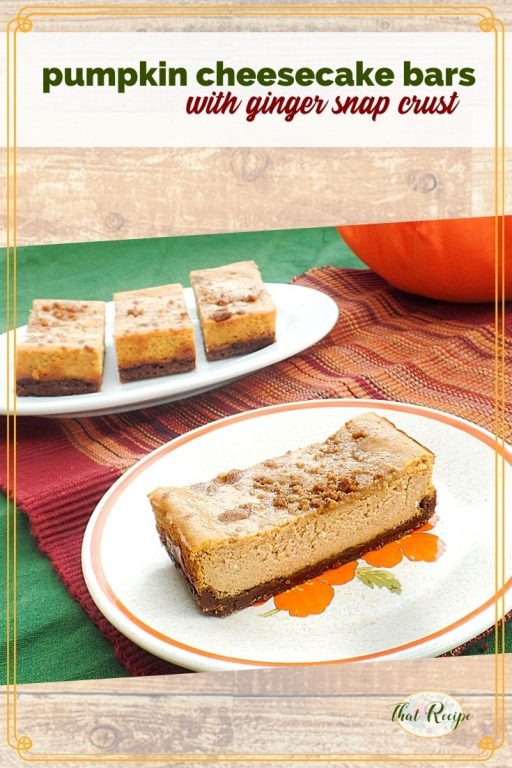 Pumpkin Cheesecake Bars with text overlay