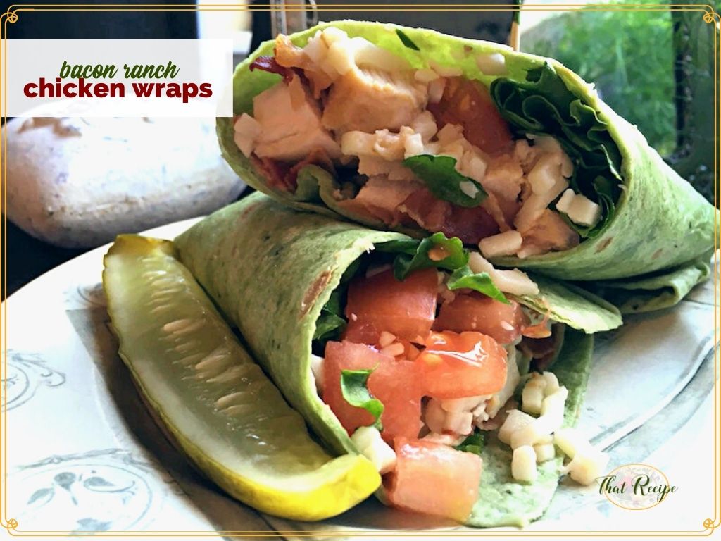 chicken and veggies wrapped in a spinach tortilla