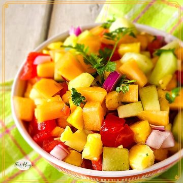 Melon and Pineapple Fruit Salad in a bowl