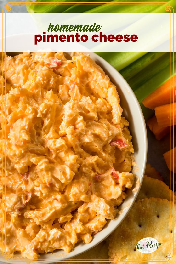 close up of bowl of pimento cheese