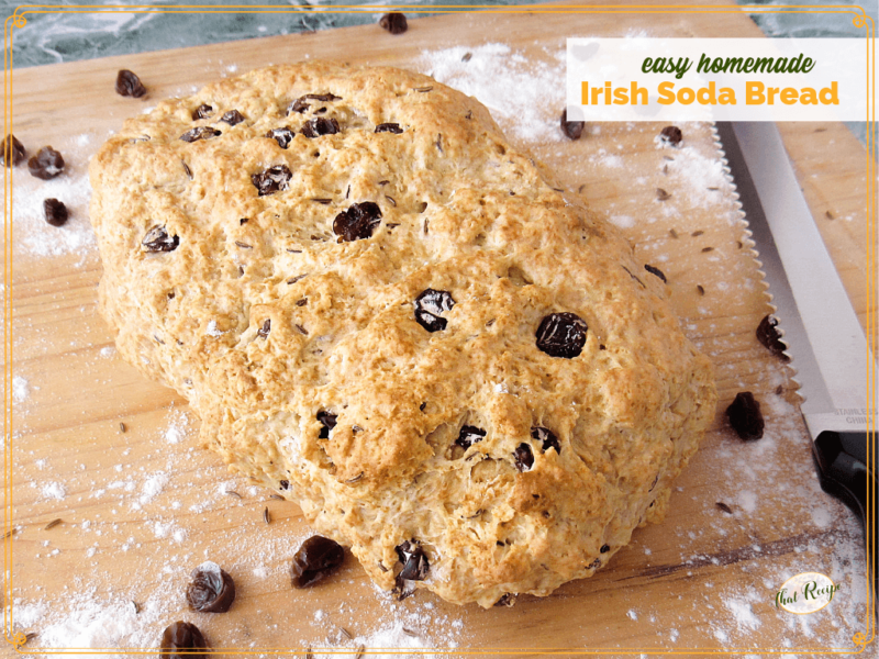 Loaf of Irish Soda Bread on a cutting board.