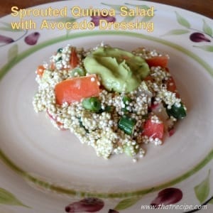 Sprouted Quinoa Salad and Avocado Dressing
