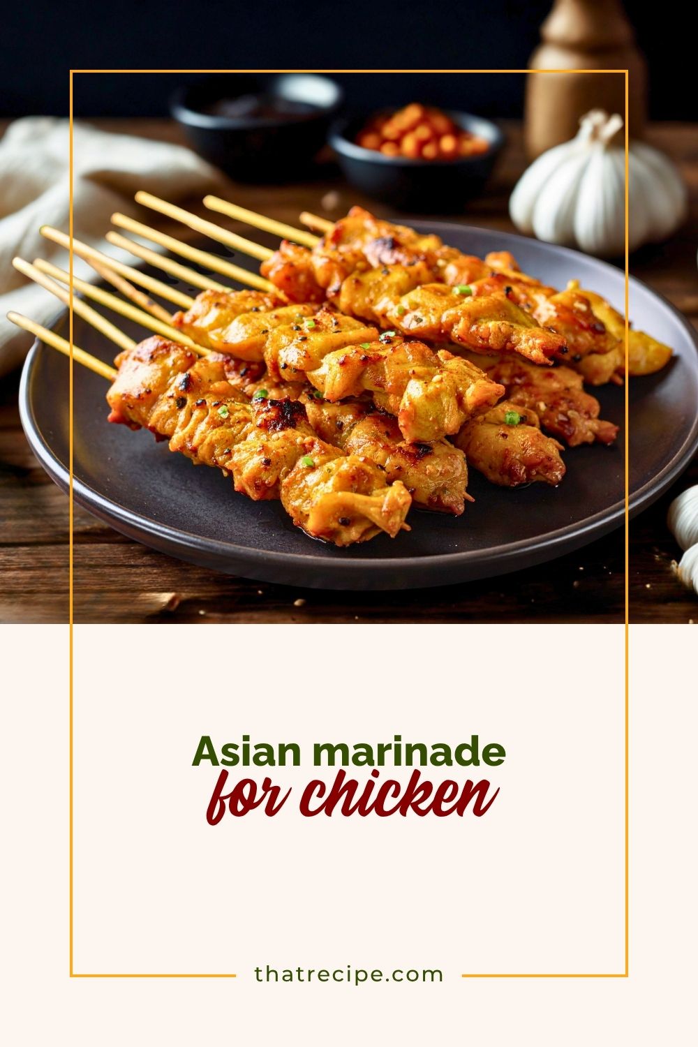 chicken skewers on a plate
