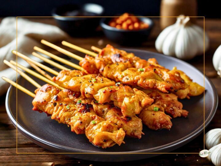 chicken skewers on a plate