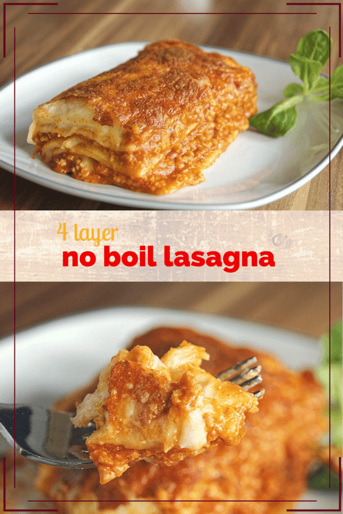 4 Layer No Boil Lasagna: the original back of the package recipe from Barilla for deep dish lasagna made with no boil pasta. #lasagna #recipe