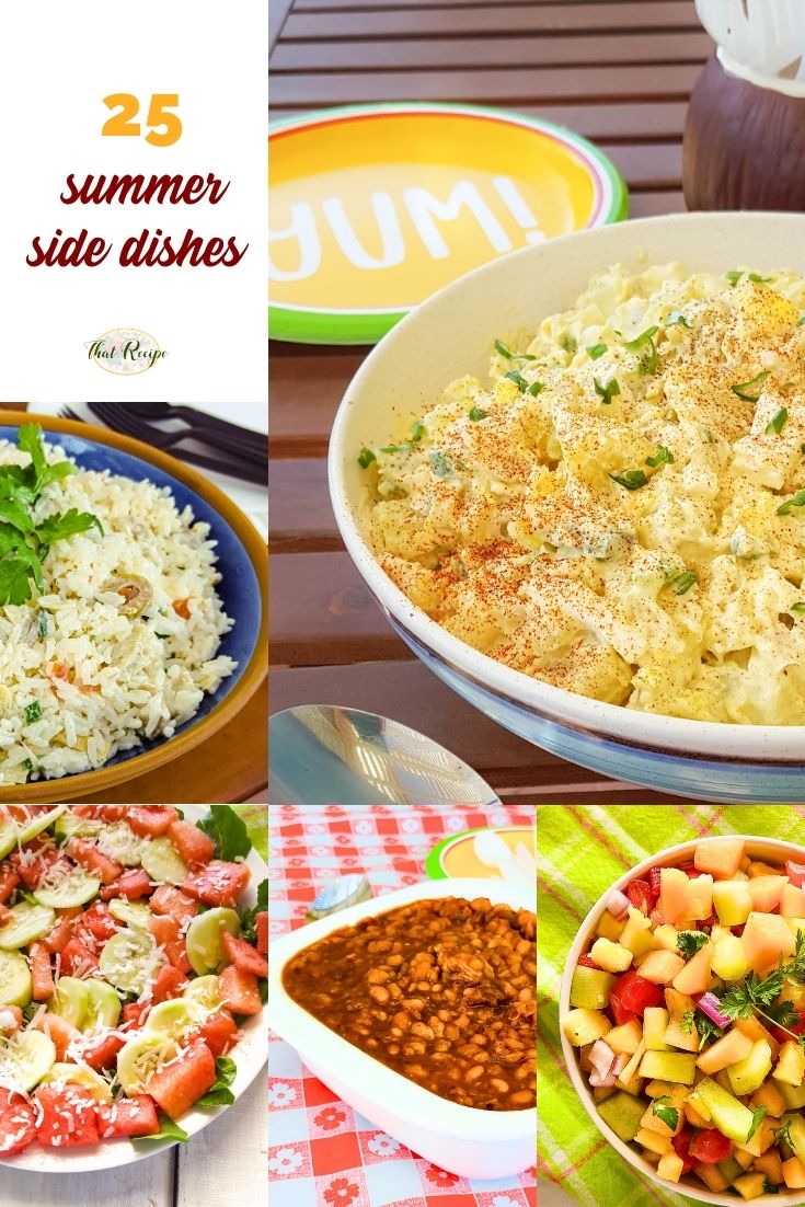 collage of side dishes with text overlay "25 summer side dishes"