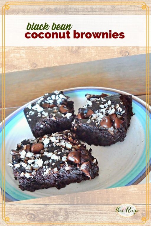 black bean brownies with coconut on a plate