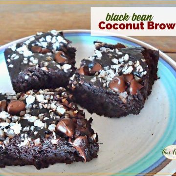 black bean coconut brownies on a plate