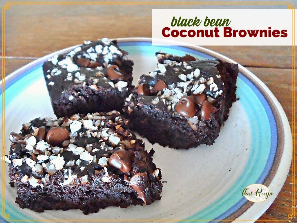 black bean coconut brownies on a plate