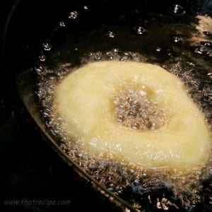 Biscuit Donuts frying - thatrecipe.com