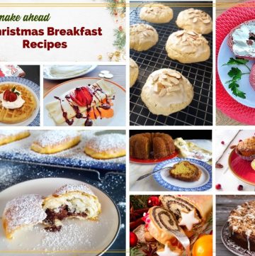 collage of holiday breakfasts with text overlay "make ahead Christmas Breakfast Recipes"