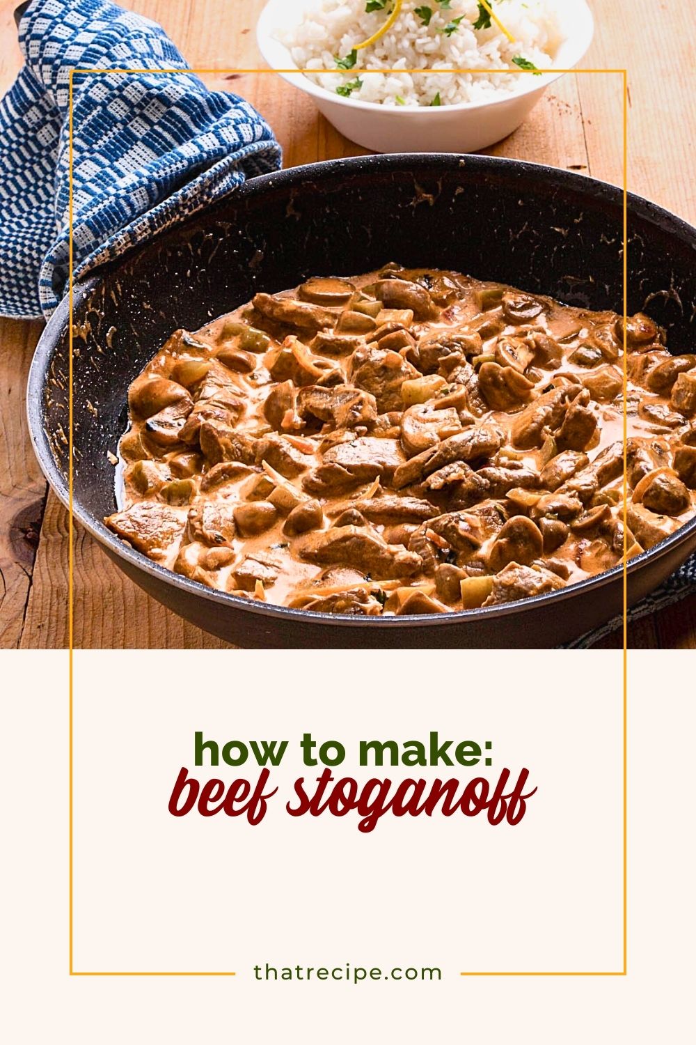 beef stroganoff in a cast iron skillet