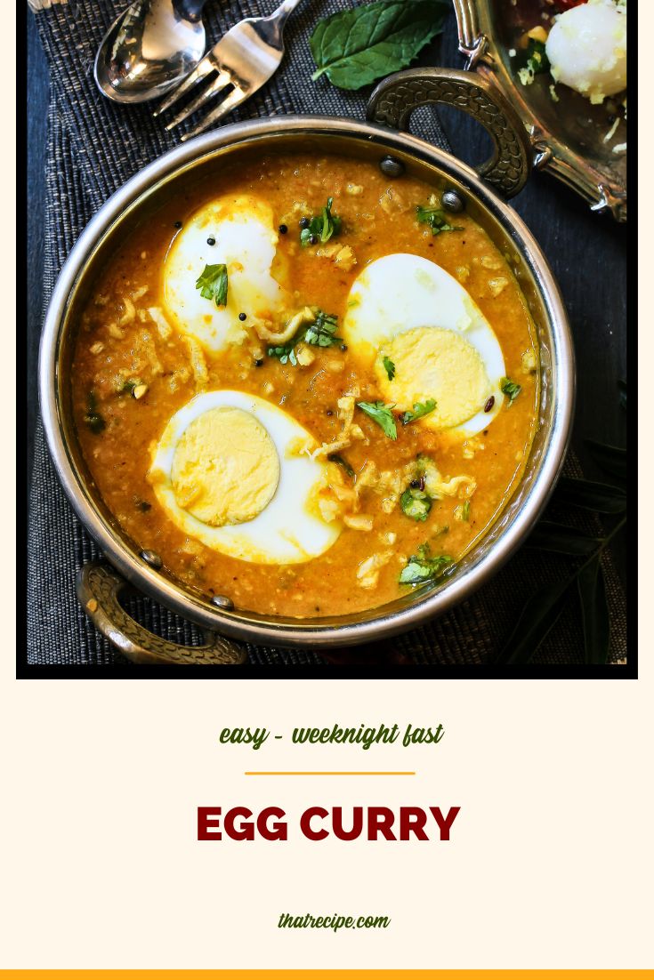 boiled egg halves in curry sauce