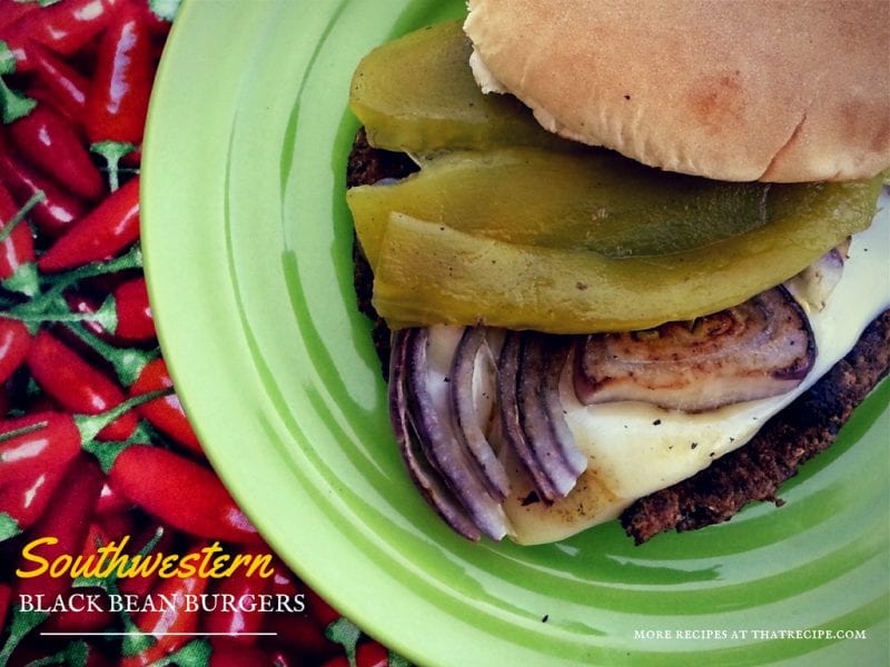 Meatless New Mexican Chile Burger on a plate