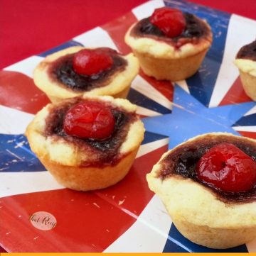 cherry blueberry cookie cups on a patriotic plate