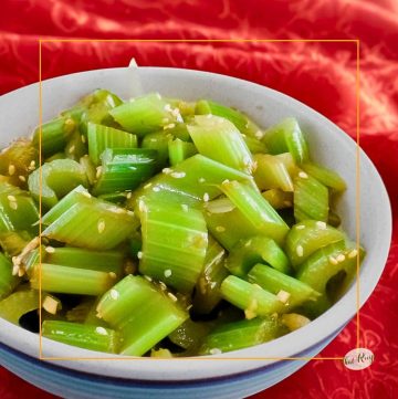 sesame celery salad in a bowl