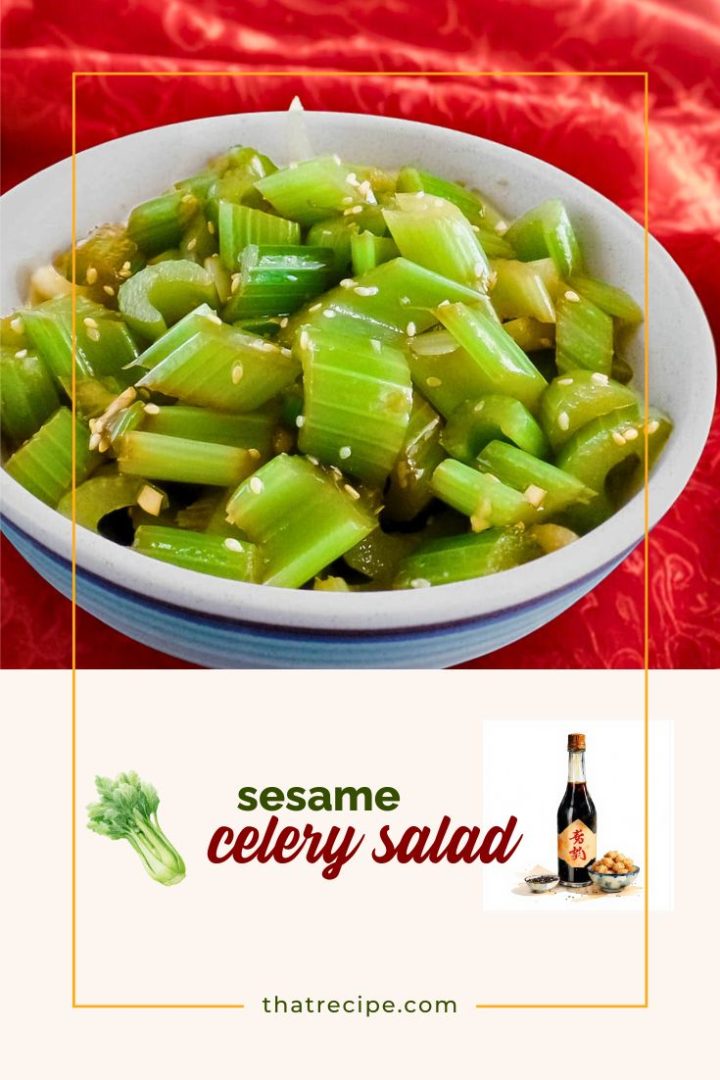 sesame celery salad in a bowl