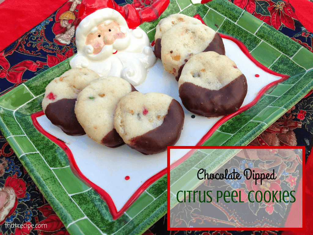 plate of chocolate dipped citrus cookies