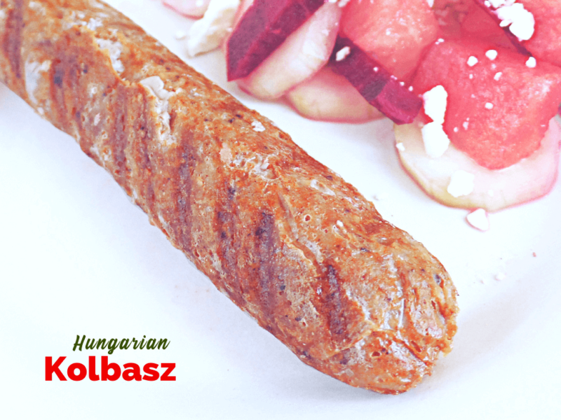 Hungarian pork sausage on a plate