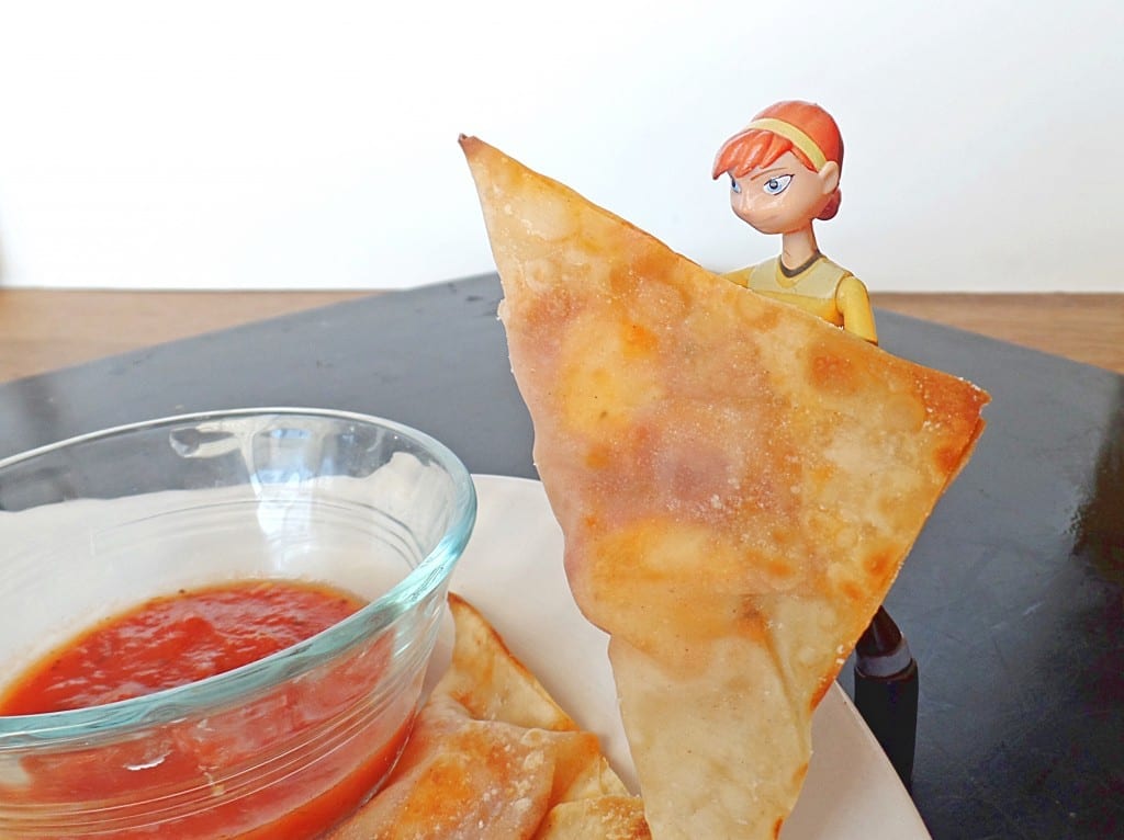 April O'Neill figure holding Pizza Gyoza