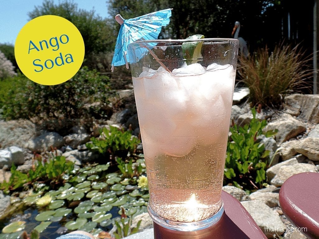 summer drink on a table overlooking a pond