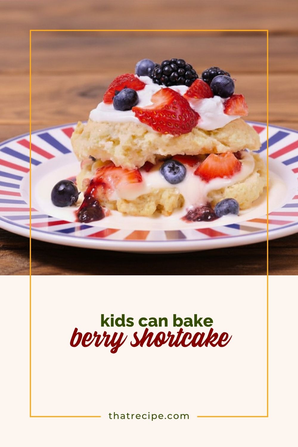 mixed berry shortcake on a plate