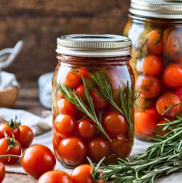 pickled cherry tomatoes in a jar
